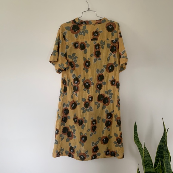 Boutique Yellow Floral Button Down Dress sz M/L - Picture 6 of 7